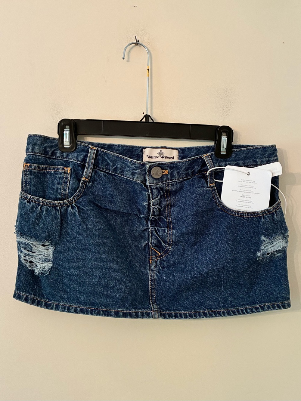 Vivienne Westwood Blue Denim Mini Skirt with Orb Embroidery - Picture 3 of 12